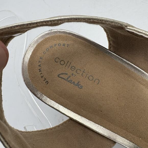 Clarks Sandals Womens Size 10 W Wide Margee Beth Espadrille Wedge Ankle Strap - Picture 3 of 10